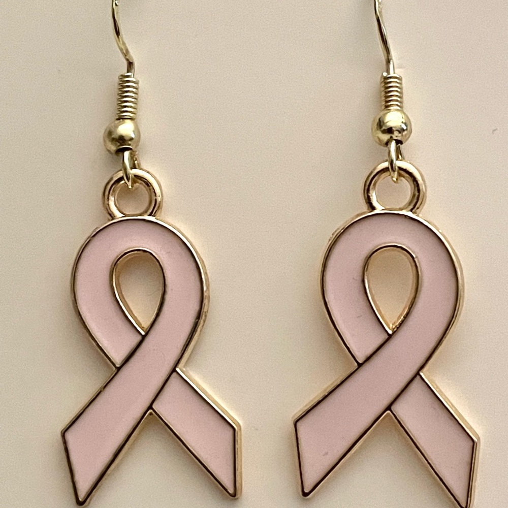 Breast Cancer Awareness Ribbon Earrings - Picture 6 of 7